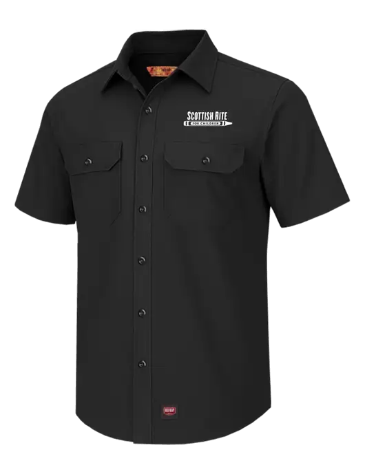 Red Kap Black Short Sleeve Solid Ripstop Shirt w/Scottish Rite for Children Logo