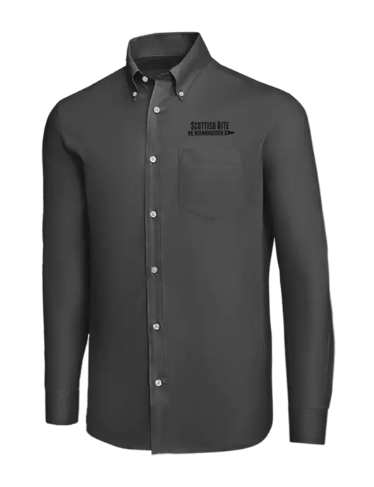 Brooks Brothers Dark Grey Wrinkle-Free Stretch Nailhead Shirt w/Scottish Rite for Children Logo