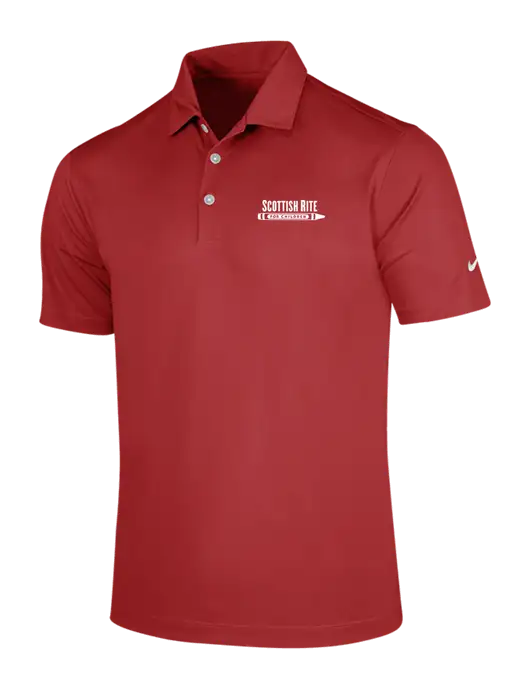 NIKE Red Dri-Fit Vertical Mesh Polo w/Scottish Rite for Children Logo