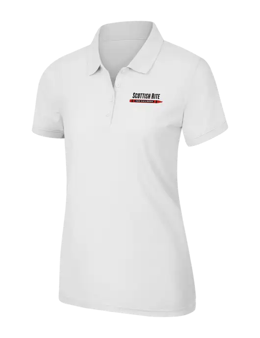 White Womens Core Classic Pique Polo w/Scottish Rite for Children Logo