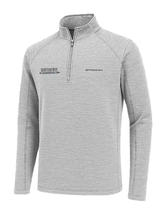 Vineyard Vines Light Grey Hather Sankaty Quarter-Zip Pullover
 w/Scottish Rite for Children Logo