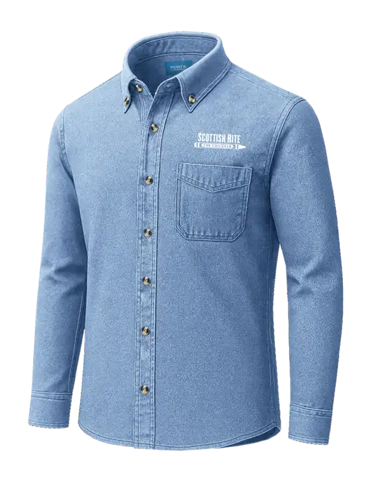 Long Sleeve Light Blue Denim Shirt
 w/Scottish Rite for Children Logo