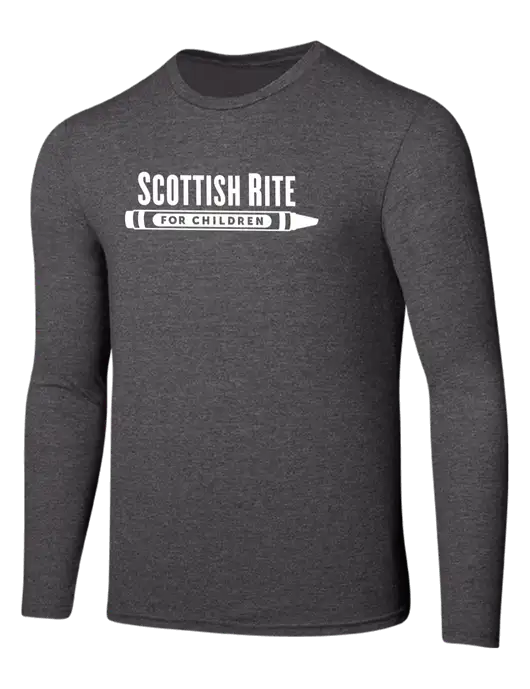 Seriously Soft Heathered Charcoal Long Sleeve T-Shirt w/Scottish Rite for Children Logo