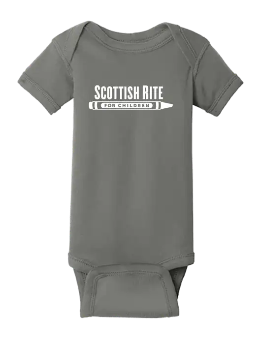Rabbit Skins Charcoal Infant Short Sleeve Baby Rib Bodysuit w/Scottish Rite for Children Logo