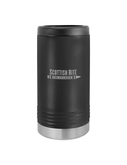 Polar Camel Powder Coated Black Vacuum Insulated Slim Beverage Holder w/Scottish Rite for Children Logo