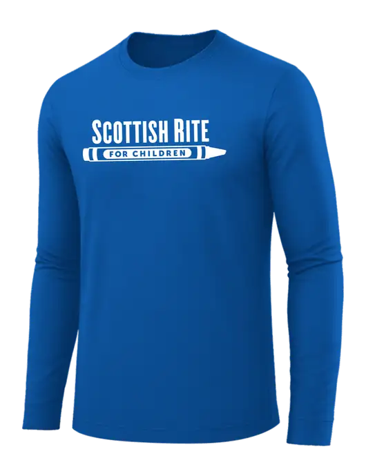 Long Sleeve Royal Blue PosiCharge Competitor Tee w/Scottish Rite for Children Logo