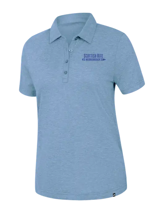 TravisMathew Womens Light Blue Heather Sunnyvale Polo w/Scottish Rite for Children Logo