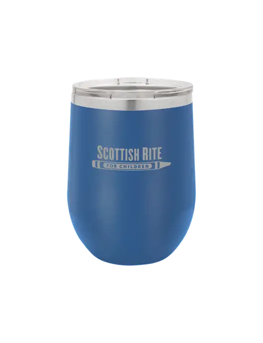 Polar Camel 12 oz Powder Coated Royal Vacuum Insulated Stemless Wine Tumbler w/Scottish Rite for Children Logo