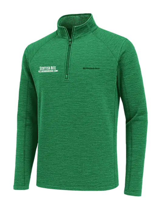 Vineyard Vines Heather Kelly Green Sankaty Quarter-Zip Pullover
 w/Scottish Rite for Children Logo