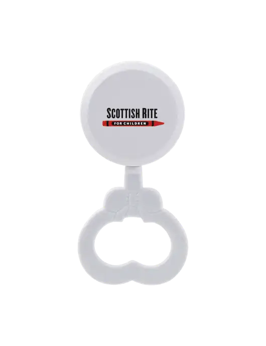 White Baby Rattle w/Scottish Rite for Children Logo