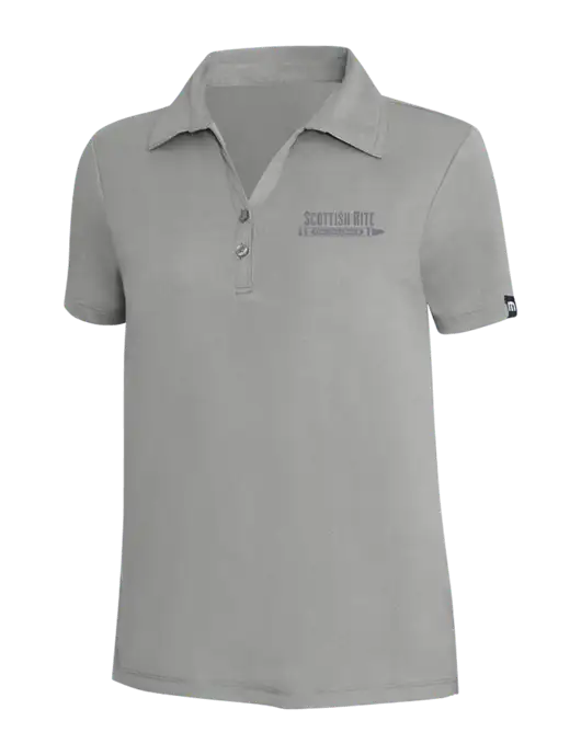 TravisMathew Light Grey Heather Womens Coto Performance Polo w/Scottish Rite for Children Logo