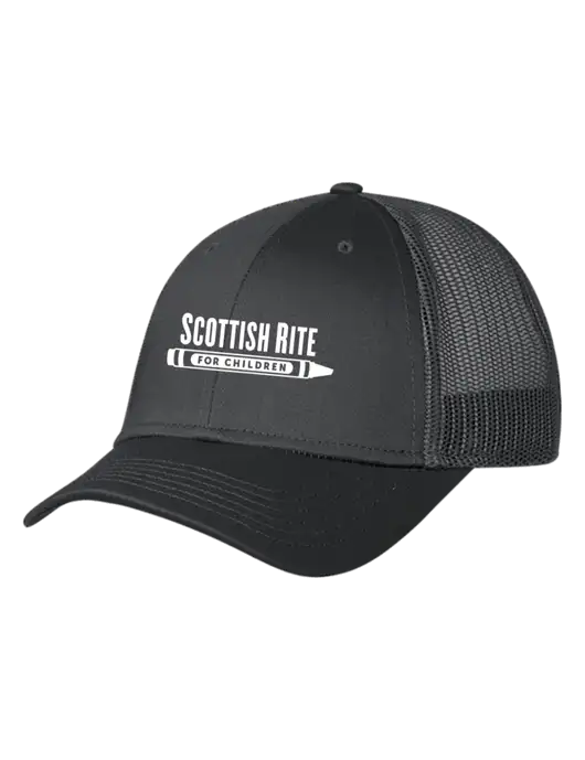 Charcoal Mesh Trucker Cap Snap Back w/Scottish Rite for Children Logo