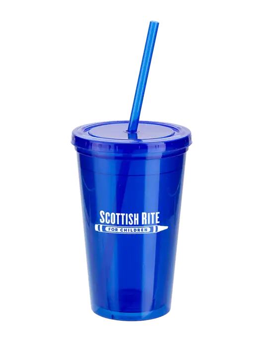 Sorrento Blue 16 oz Tumbler with Lid & Straw w/Scottish Rite for Children Logo