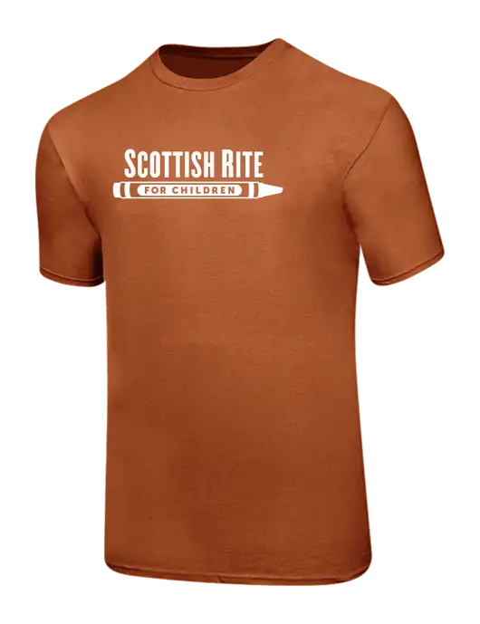 Ring Spun Burnt Orange 4.5 oz T-Shirt w/Scottish Rite for Children Logo