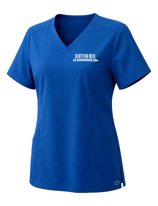 Wink Womens Royal Premiere Flex V-Neck Top w/Scottish Rite for Children Logo