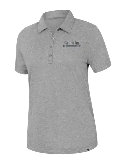 TravisMathew Womens Light Grey Heather Sunnyvale Polo w/Scottish Rite for Children Logo