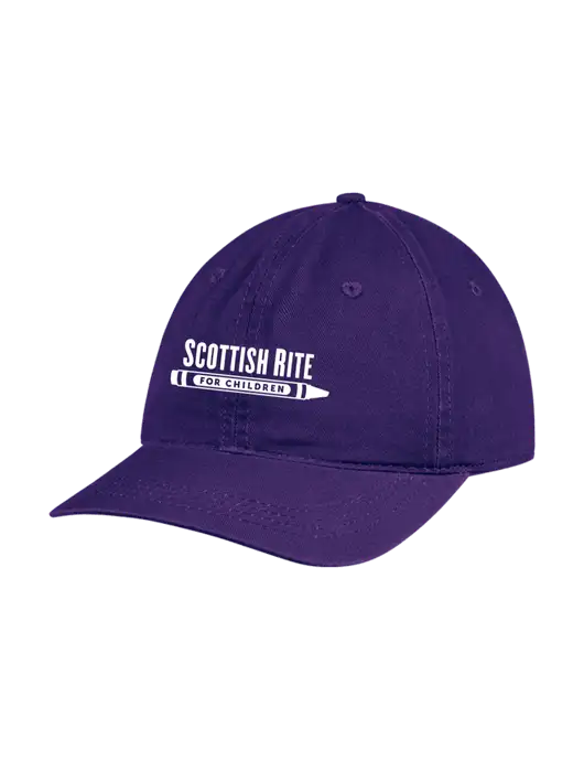 Garment Washed Unstructured Twill Purple Cap w/Scottish Rite for Children Logo