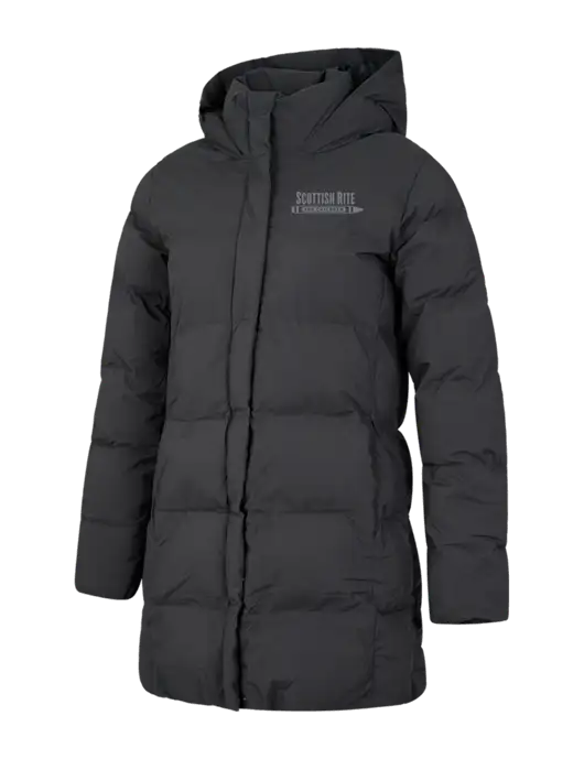Mercer+Mettle Womens Dark Grey Puffy Parka  w/Scottish Rite for Children Logo