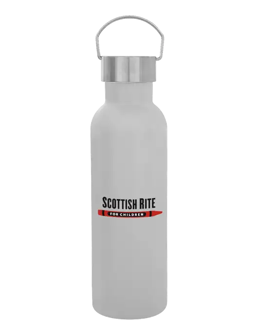 28 oz White Bubbli Stainless Steel Bottle w/Scottish Rite for Children Logo