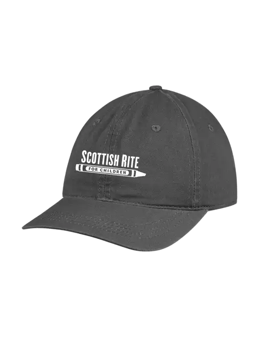Garment Washed Unstructured Twill Charcoal Cap w/Scottish Rite for Children Logo