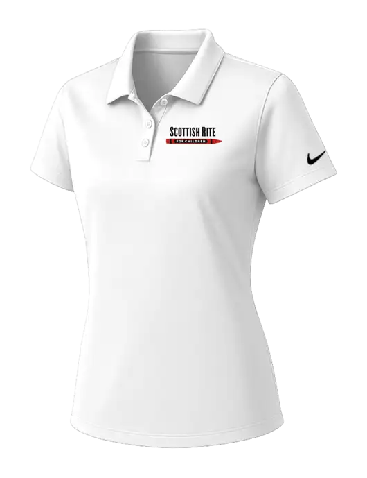 Nike Womens White Dry Essential Solid Polo w/Scottish Rite for Children Logo