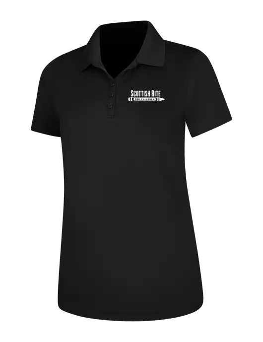 Black Womens Dry Zone UV Mesh Polo w/Scottish Rite for Children Logo