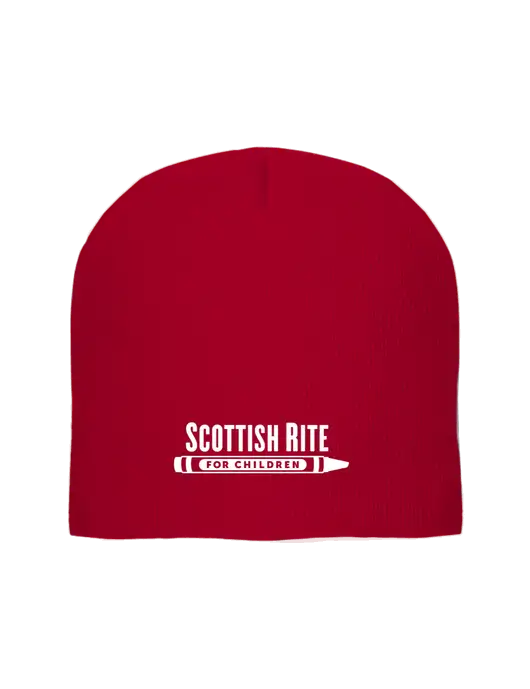 Solid Red Element Knit Beanie w/Scottish Rite for Children Logo