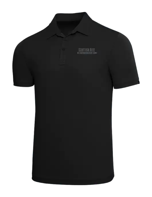 TravisMathew Black Solid Oceanside Polo w/Scottish Rite for Children Logo