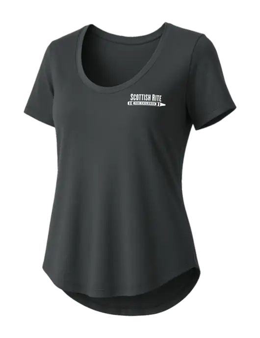 Mercer+Mettle Womens Dark Grey Stretch Jersey Relaxed Scoop w/Scottish Rite for Children Logo