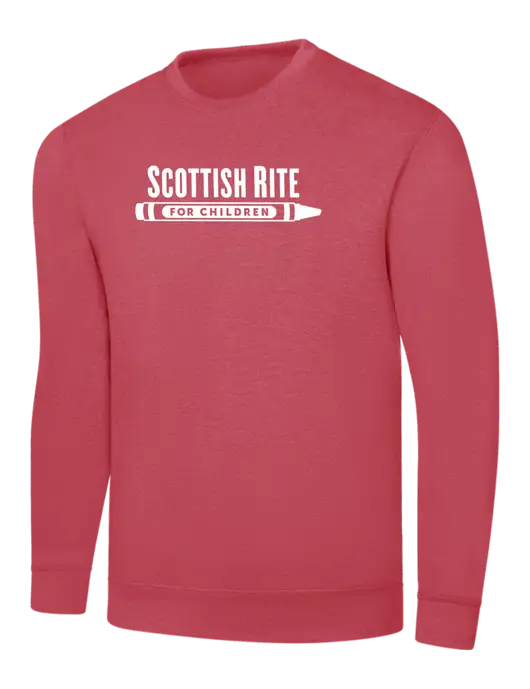 Heather Red 7.8 oz Ring Spun Crew Sweatshirt w/Scottish Rite for Children Logo