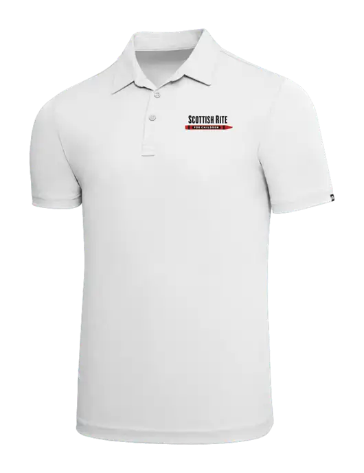 TravisMathew White Solid Oceanside Polo w/Scottish Rite for Children Logo