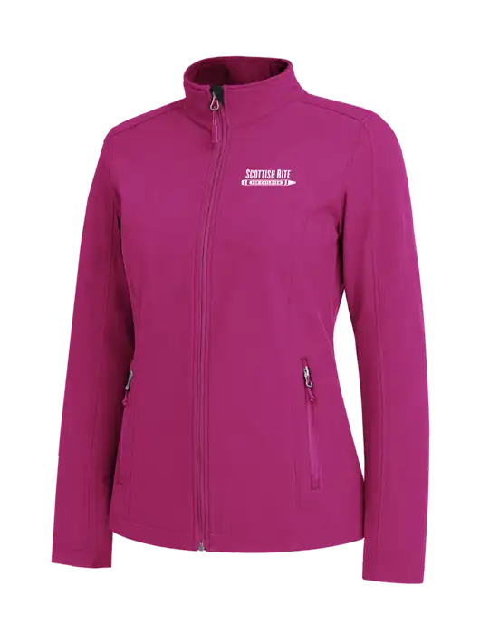 Dark Fuchsia Womens Core Soft Shell Jacket w/Scottish Rite for Children Logo