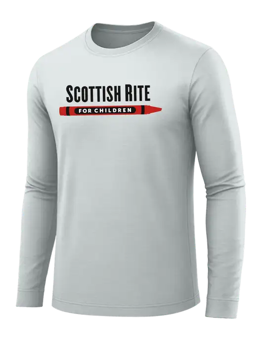 Long Sleeve Light Grey PosiCharge Competitor Tee w/Scottish Rite for Children Logo
