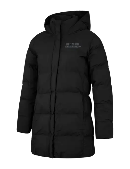 Mercer+Mettle Womens Deep Black Puffy Parka  w/Scottish Rite for Children Logo
