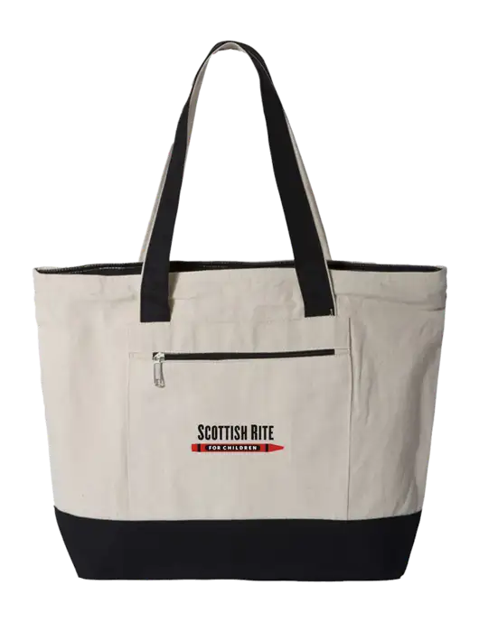 Natural/Black Zippered Tote  w/Scottish Rite for Children Logo