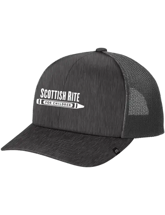 TravisMathew Very Dark Grey Heather Cruz Trucker Cap w/Scottish Rite for Children Logo