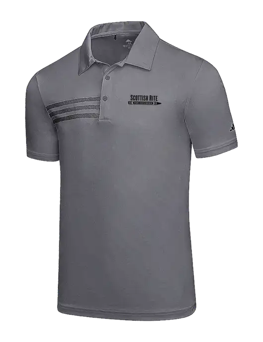 Adidas Medium Grey 3 Stripes Chest Polo w/Scottish Rite for Children Logo