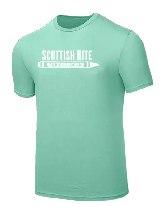 Seriously Soft Very Light Green T-Shirt w/Scottish Rite for Children Logo