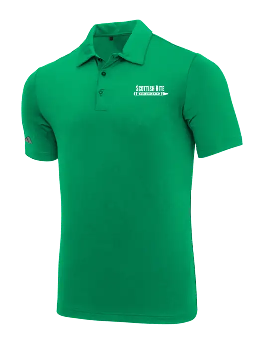 Adidas Medium Green Ultimate Solid Polo w/Scottish Rite for Children Logo