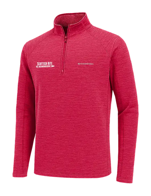 Vineyard Vines Heather Red Sankaty Quarter-Zip Pullover
 w/Scottish Rite for Children Logo