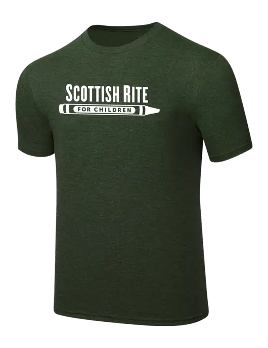 Simply Soft Heathered Forest Green 4.5oz  Poly/Combed Ring Spun Cotton T-Shirt w/Scottish Rite for Children Logo