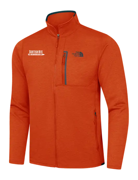 North Face Orange Heather/Navy Skyline Full-Zip Fleece Jacket w/Scottish Rite for Children Logo