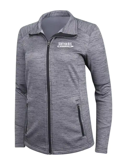 Medium Grey Womens Digi Stripe Fleece Jacket w/Scottish Rite for Children Logo