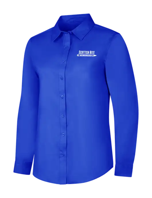 Womens Long Sleeve Dark Royal Superpro React Twill Shirt w/Scottish Rite for Children Logo
