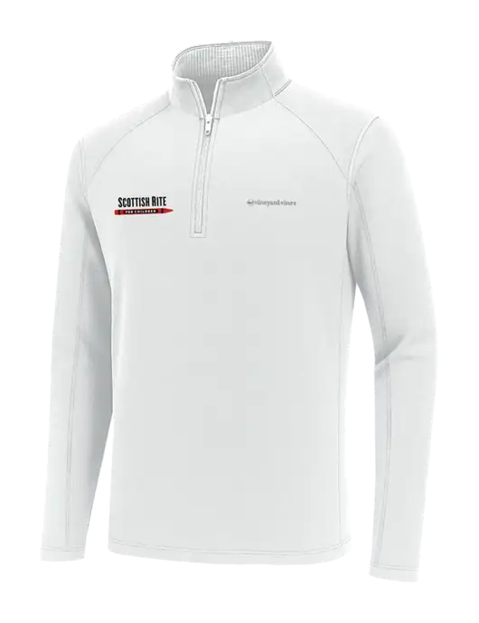 Vineyard Vines White Sankaty Quarter-Zip Pullover
 w/Scottish Rite for Children Logo