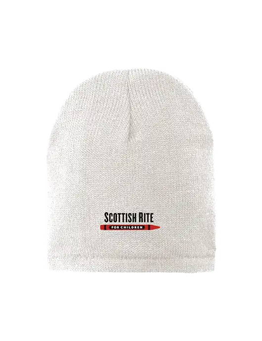 White Fleece-Lined Beanie Cap w/Scottish Rite for Children Logo
