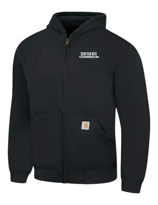 Carhartt Black Rain Defender Paxton Heavyweight Hooded Full Zip-Front Sweatshirt w/Scottish Rite for Children Logo