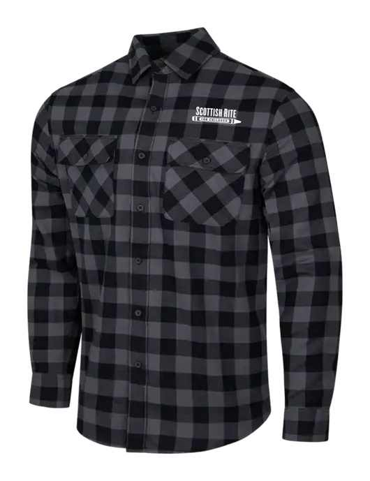 Medium Grey/Black Buffalo Check Plaid Flannel Shirt w/Scottish Rite for Children Logo