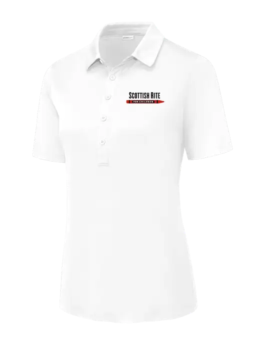 White Womens Posi-UV Pro Polo w/Scottish Rite for Children Logo