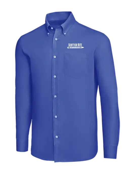 Brooks Brothers Dark Royal Wrinkle-Free Stretch Nailhead Shirt w/Scottish Rite for Children Logo